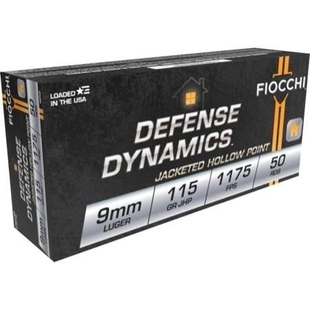 Fiocchi Shooting Dynamics Pistol Ammunition 9APHP, 9mm, Jacketed Hollow Point (JHP), 115 GR, 1175 fps, 353 ft lbs, 50 Rd/bx