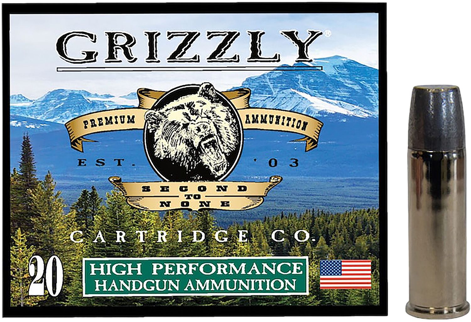 Grizzly Ammunition High Performance Pistol Ammunition GC44M19, 44 Mag, Wide Long Nose Gas Check, 320  GR, 1350  fps, 20 Rd/bx