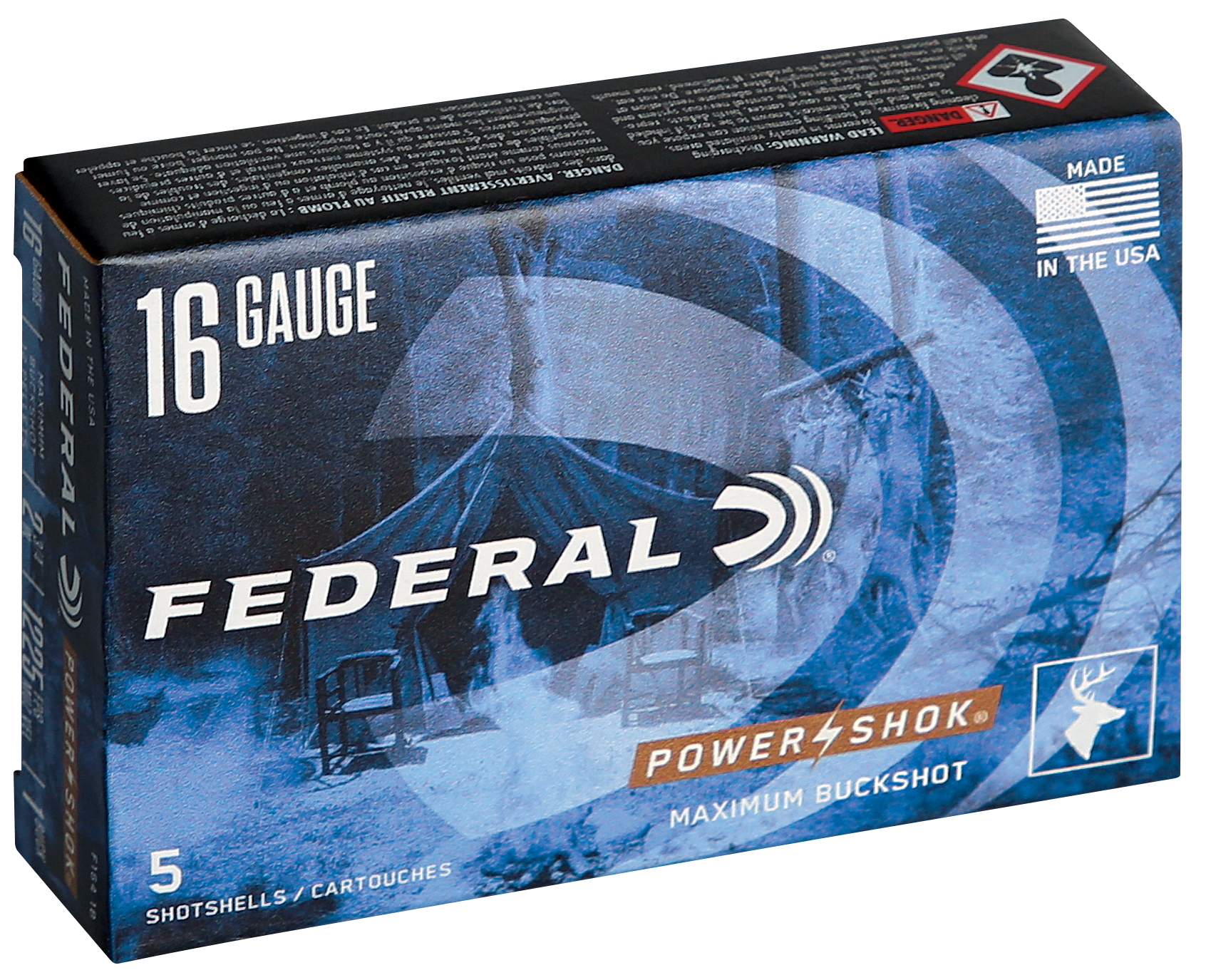 Federal Premium Power Shok F2033B, 20 Gauge, 2-3/4", 20 Pellets, 1200 fps, #3 Lead Buckshot, 5 Rd/bx
