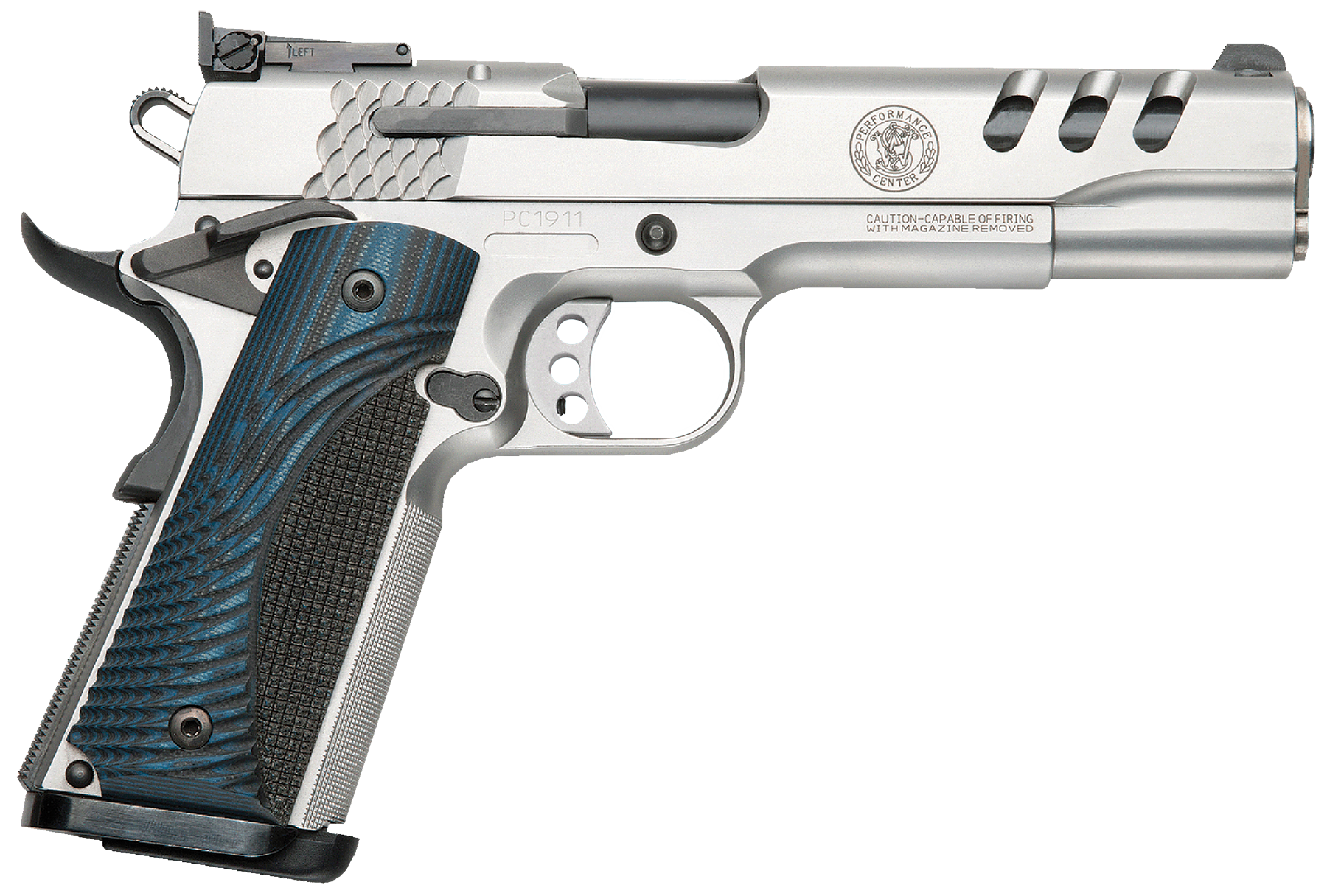 Smith & Wesson 1911 Performance Center Pistol 170343, 45 ACP, 5 in, Wood Grip, Stainless Finish, 8 Rd