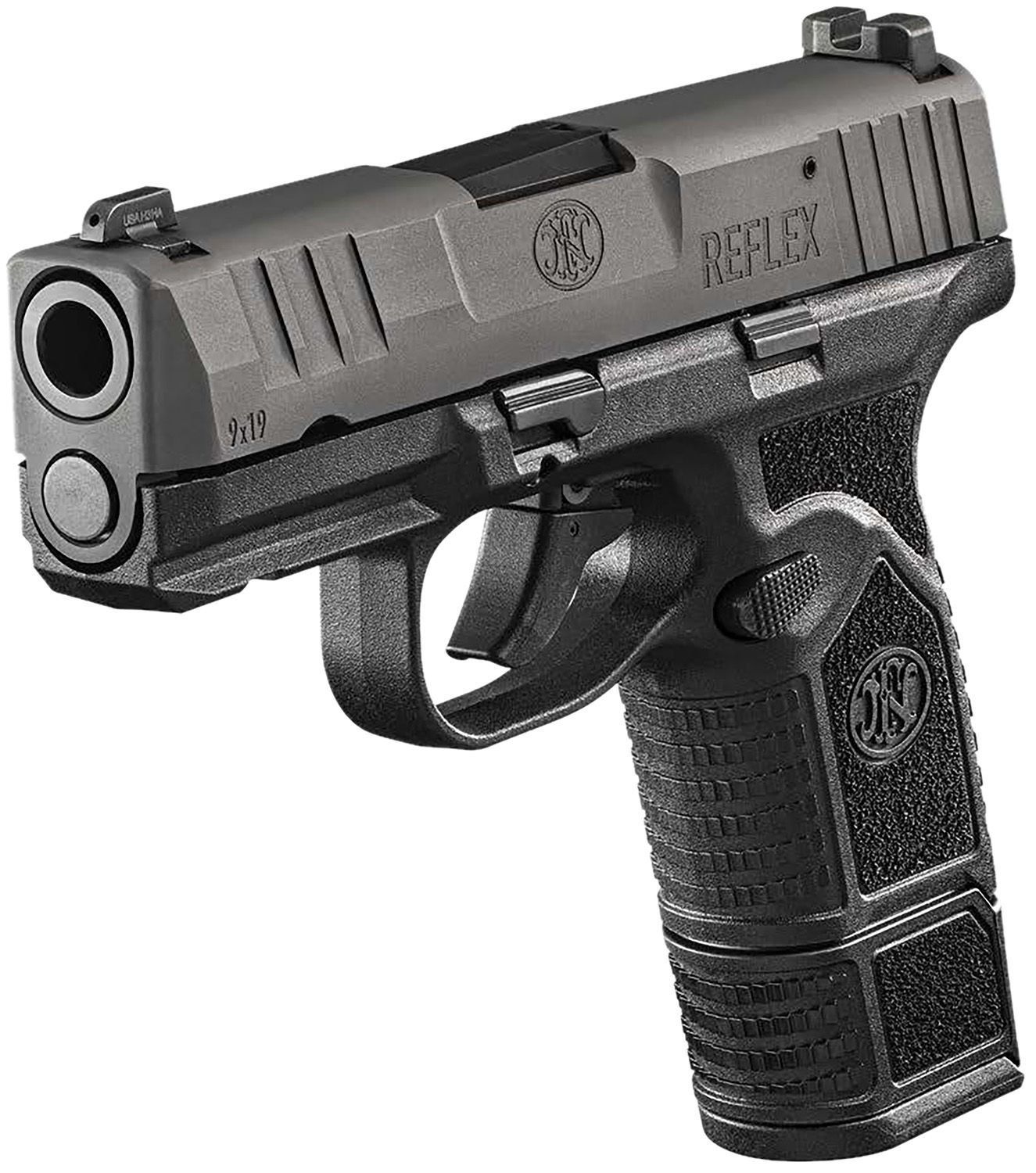FN Herstal Reflex Pistol 66101416, 9mm Luger, 3.30in, Black Stippled, Black Finish, 15 Rds