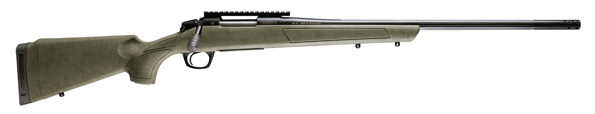 CVA Cascade XT Bolt Action Rifle CR3989G, 6.5 PRC, 24" Threaded Barrel, Graphite Black Cerakote, Fixed OD Green w/Black Webbing Synthetic Stock, 2 Rds
