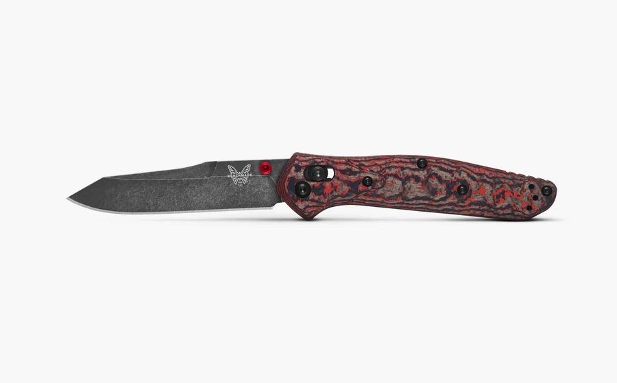 Benchmade Osborne Folding Knife w/DLC Battlewash Reverse Tanto Blade, Fatcarbon Lava Flow Handle (940BK-2502)