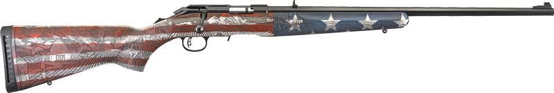 Ruger American Heartland Rifle 8385, 22 Mag, 22", Wood Cerakoted Engraved Farm Scene Stock, 9 Rds