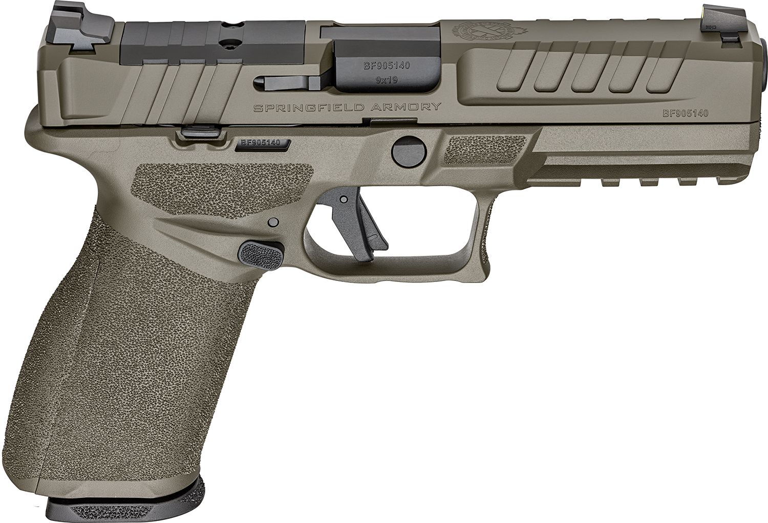 Springfield Echelon Gear Up 25 Package Optic Ready Pistol EC9459GUGU25, 9mm Luger, 4.50in, Textured, OD Green Cerakote Finish, 20 Rds