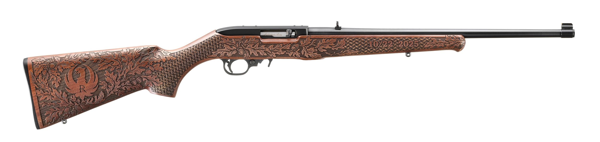 Ruger 10/22 Sporter Collecter's Series Rifle 31237, 22 LR, 18.5", Semi-Auto, Birchwood Oak Leaf & Basket Weave Engraved Stock, Gold Bead Front Sight, 10 Rds