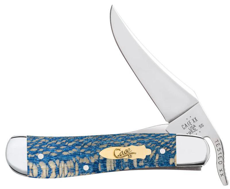Case Knife Russlock, Blue Sycamore Smooth Wood, Mirror-Polished,  (63734)