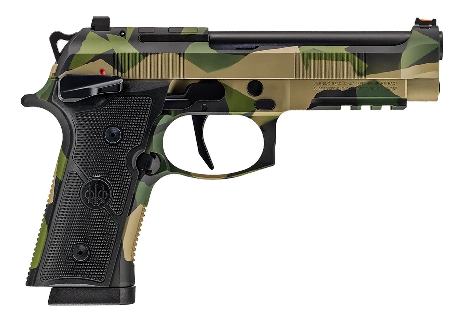 Beretta 92XI Optic Ready Pistol SPEC0741A18, 9mm Luger, 4.70in, Black Textured, Splinter Camo Cerakote Finish, 18 Rds