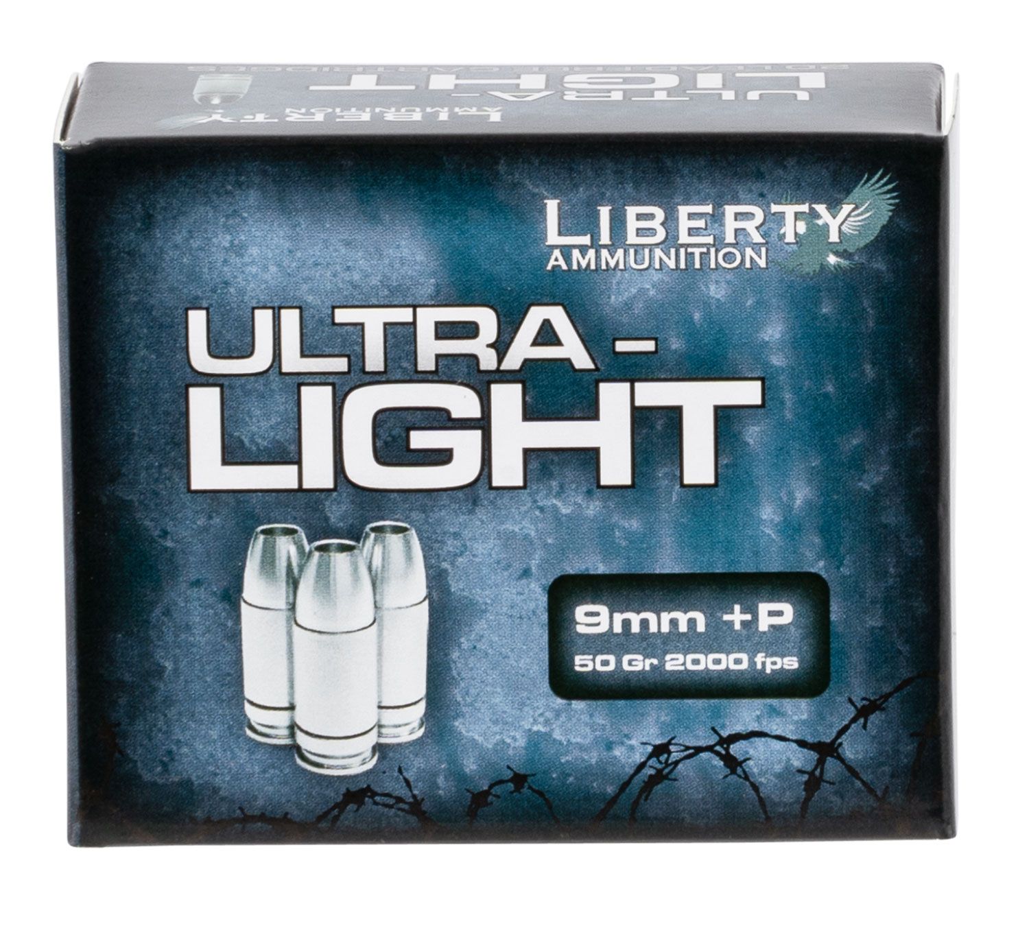 Liberty Ammunition Ultra-Light Protection Pistol Ammunition LAUL9052, 9mm Luger, Lead Free Fragmenting Hollow Point, 50  GR, 2040  fps, 20 Rd/bx