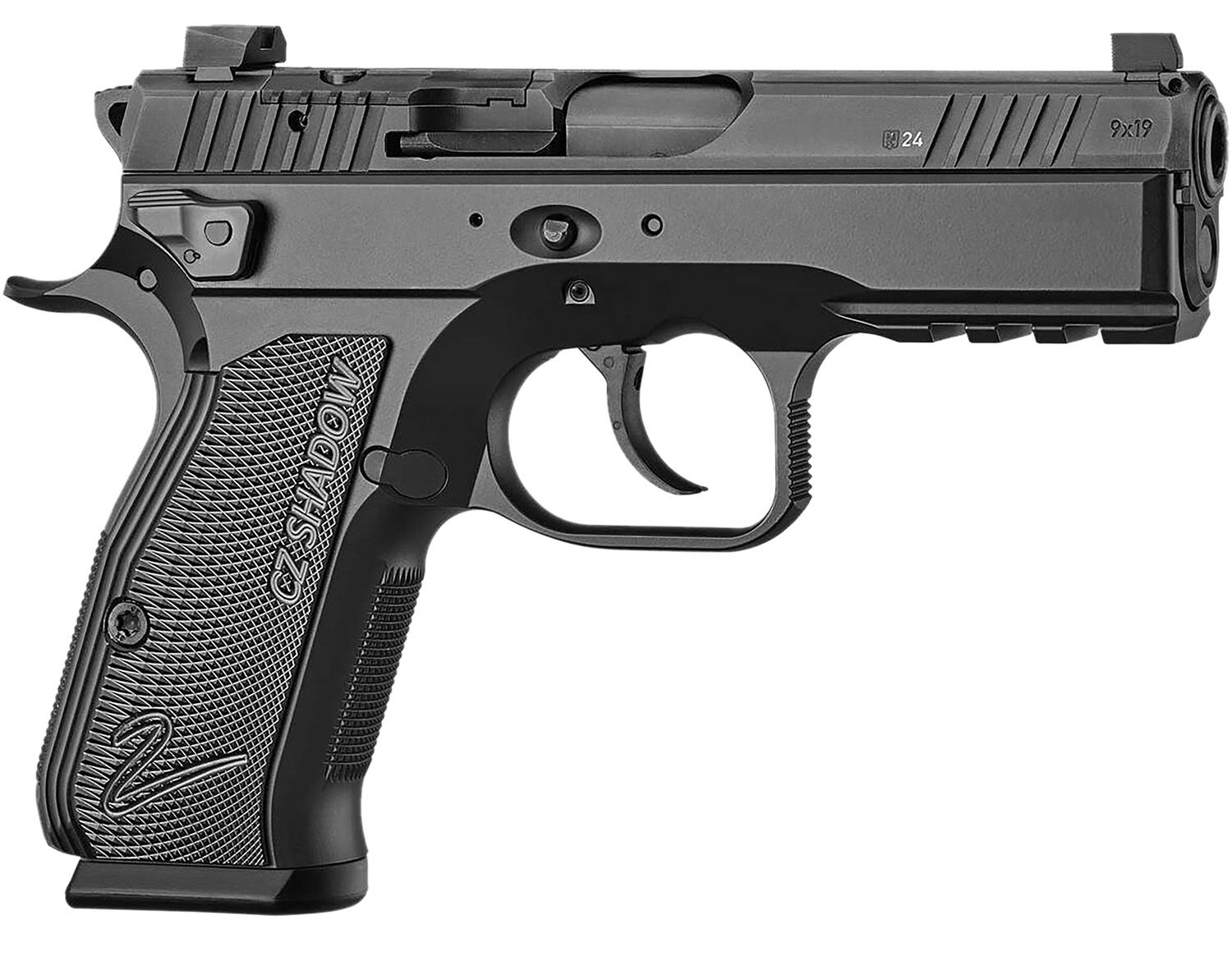 CZ Shadow 2 Carry Pistol 91244, 9mm, 4", Textured Aluminum Grips, Black Steel Frame, Optic Ready, 15 Rds