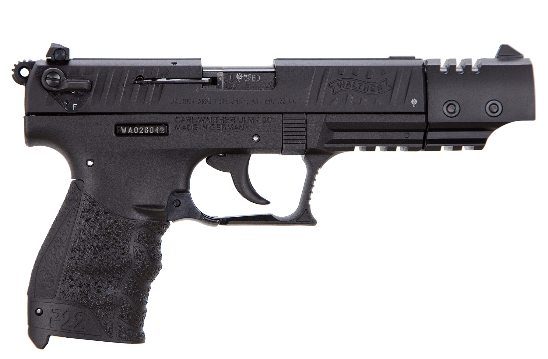 Walther P22 Tactical Pistol 5120334, 22 LR, 5 in, Black Polymer