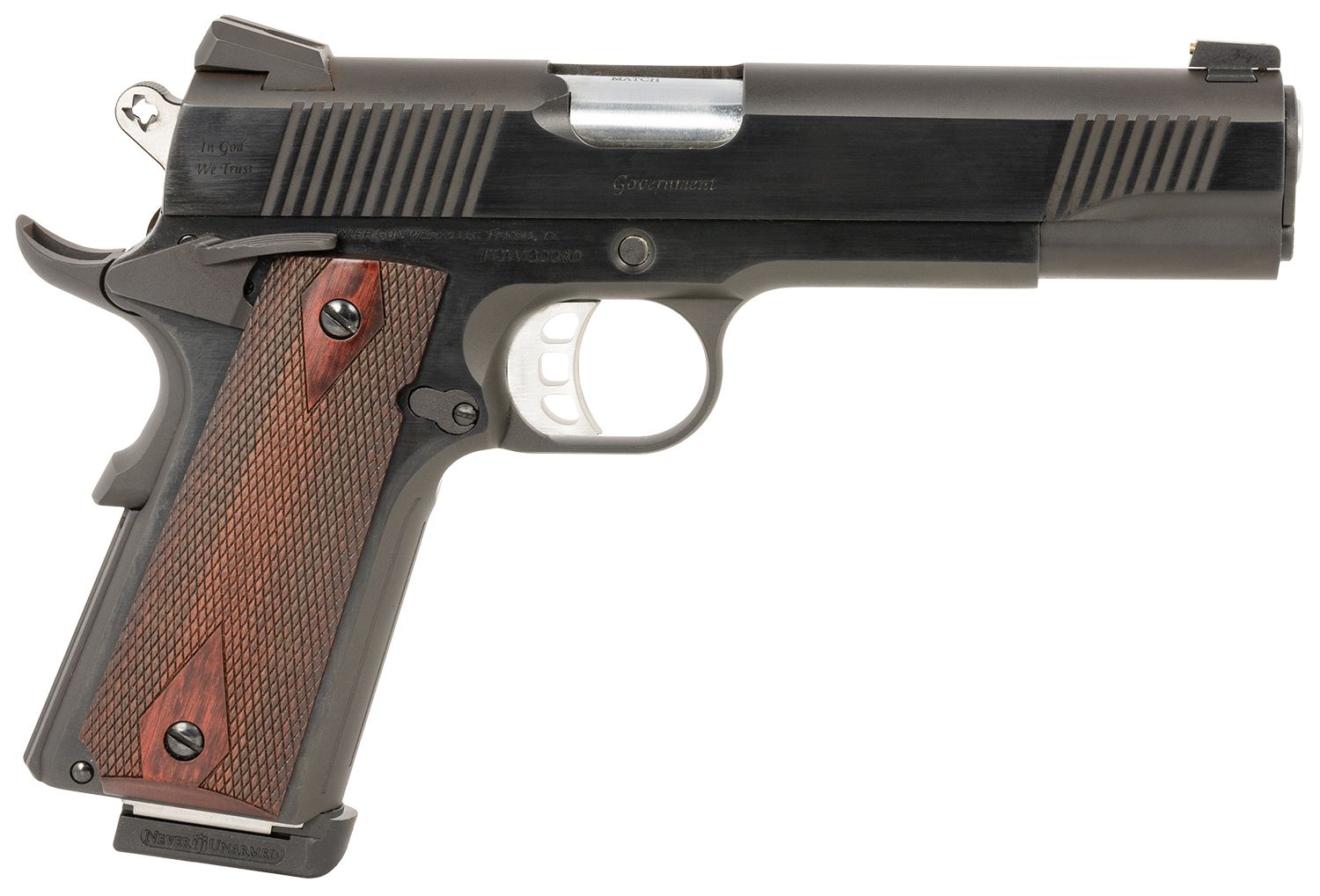 EAA Custom 1911 Government Pistol TGWGVBL45, 45 ACP, 5in, Walnut Grips, Blued Finish, 7 Rds