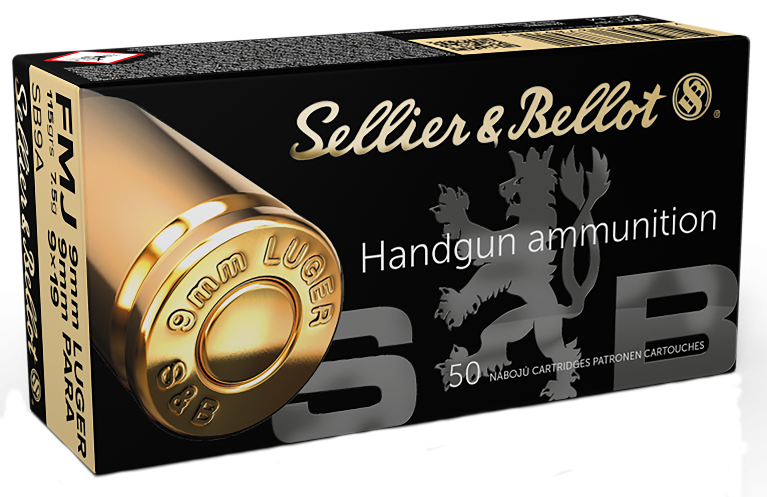 Sellier & Bellot Pistol Ammuntion SB9A, 9MM, Full Metal Jacket (FMJ), 115 GR, 1300 fps, 50 Rd/bx