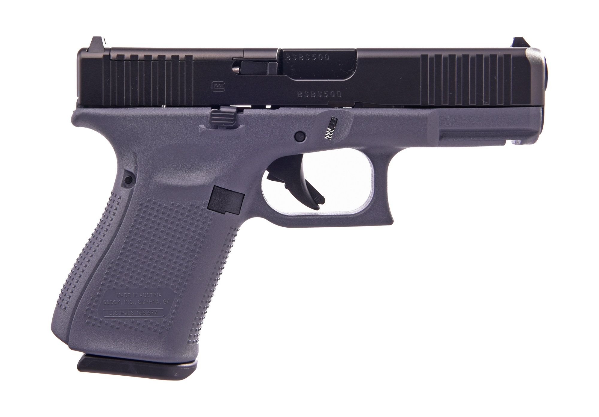Glock G19 G5 MOS Pistol PA195S201MOSGF, 9mm, 4.02in, Gray Frame Grips, 10 Rds