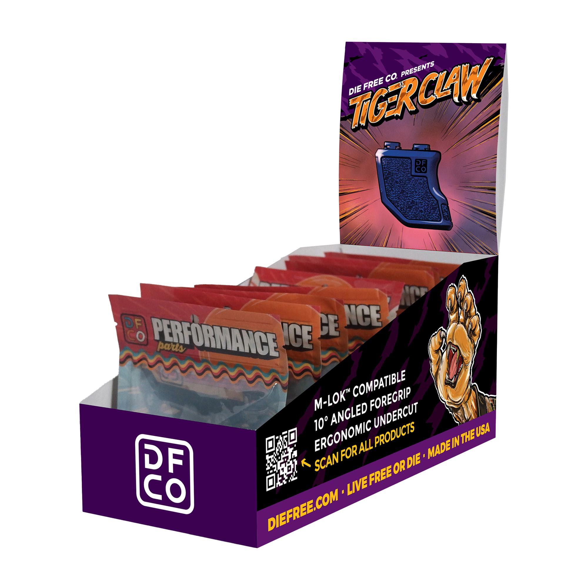 Die Free Co. Tiger Claw Fore Grip For AR-15/AR-10 M-LOK, Black, 10 Pack CARTON-10-TC-BLK