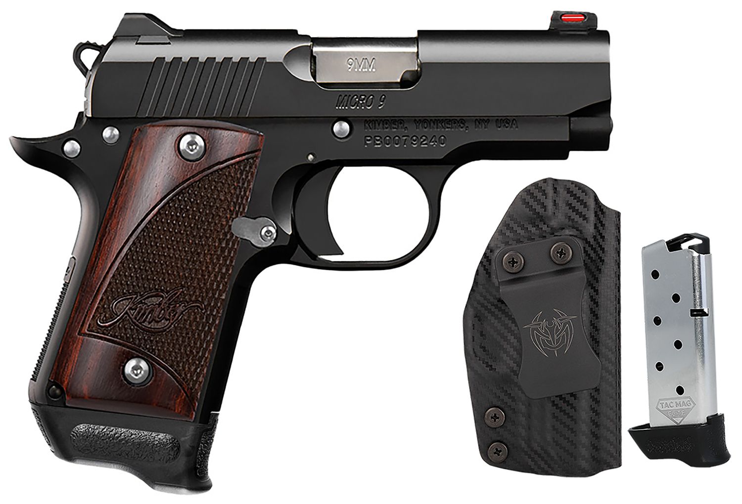 Kimber Micro 9 RTC-K Bundle Pistol 3300253, 9mm Luger, 3.15in, Rosewood, Kimpro II Black Finish, 7 Rds