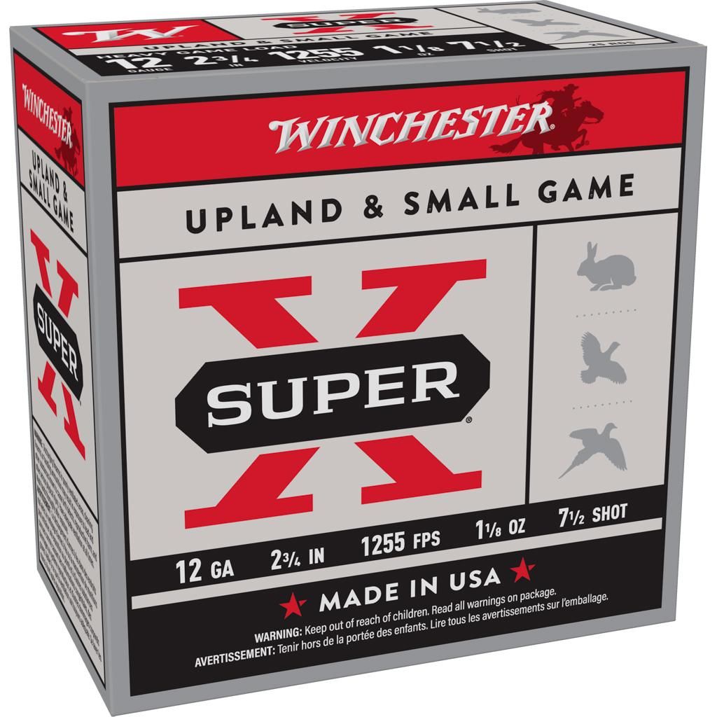 Winchester Super X Heavy Game XU12H75, 12 Gauge, 2-3/4", 1-1/8 oz, 1255 fps, #7.5 Lead Shot, 25 Rds/Bx