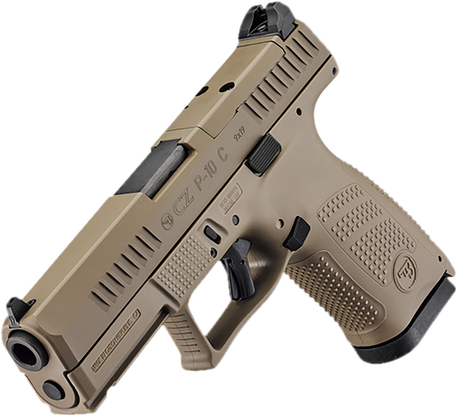CZ-USA P-10 C Pistol 91577, 9mm, 3.74", Textured Grips, Flat Dark Earth Finish, Optic Ready, 15 Rds