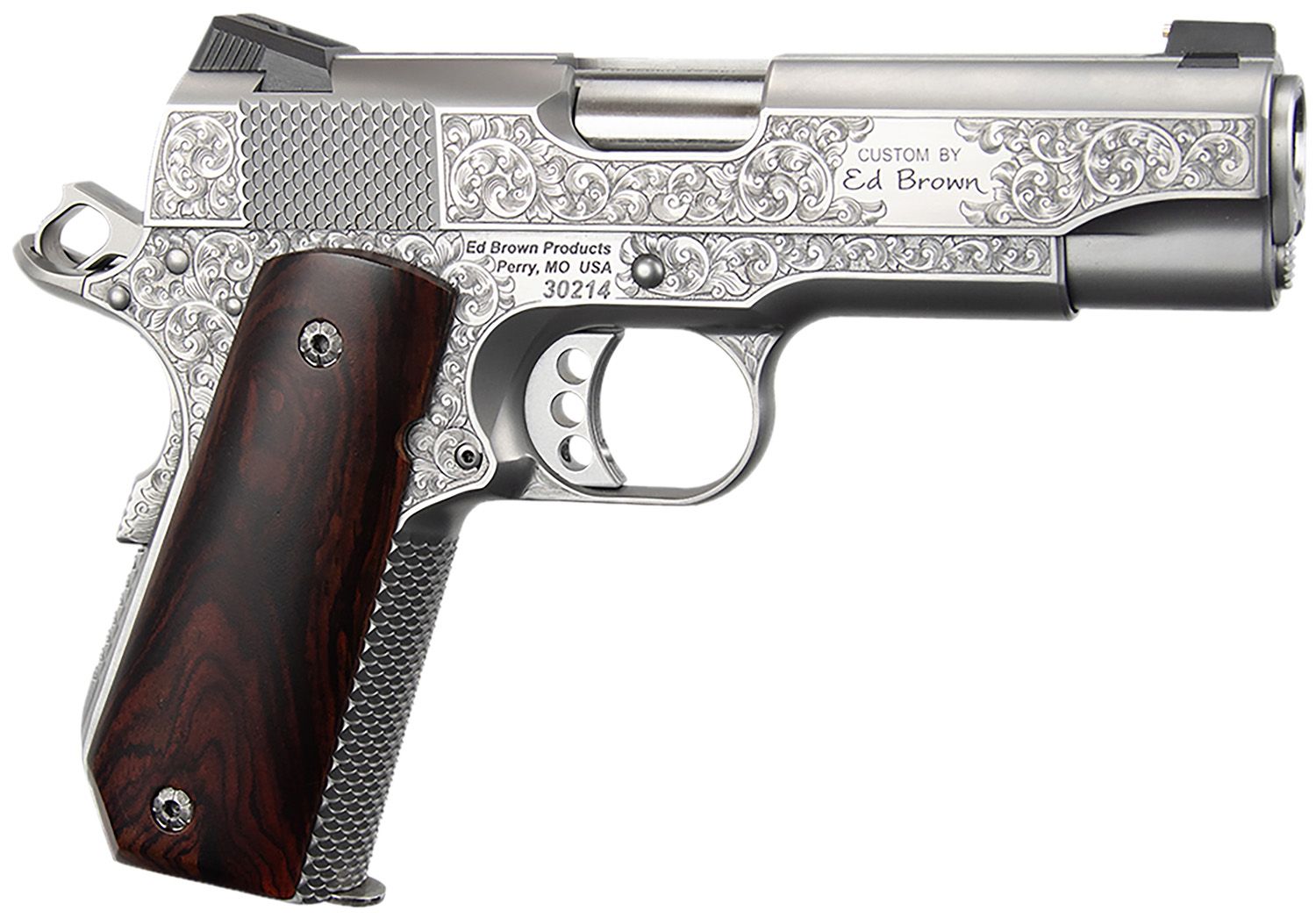 Ed Brown Kobra Carry Signature Edition Pistol KCSSSIG, 45 ACP, 4.25in, Cocobolo Grips, Stainless Finish, 7 Rds