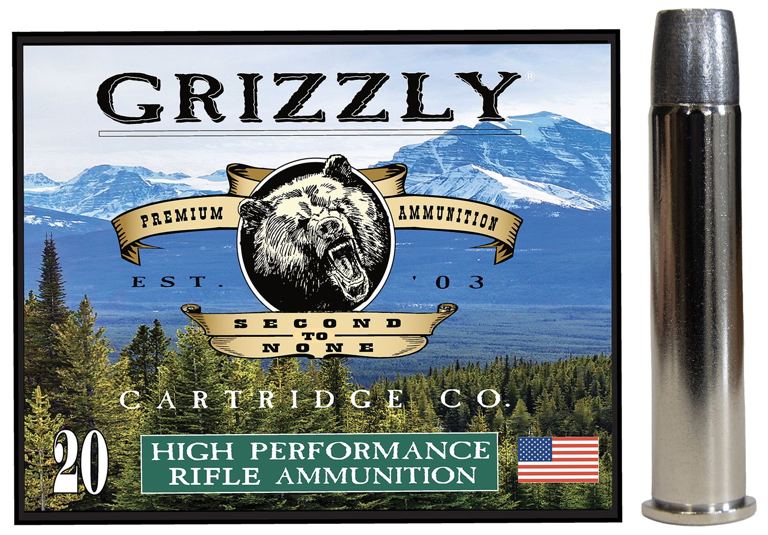 Grizzly Ammunition High Performance Rifle Ammunition GC45/70+P4, 45-70 Gov, Bonded Flat Point, 405 GR, 20 Rd/bx