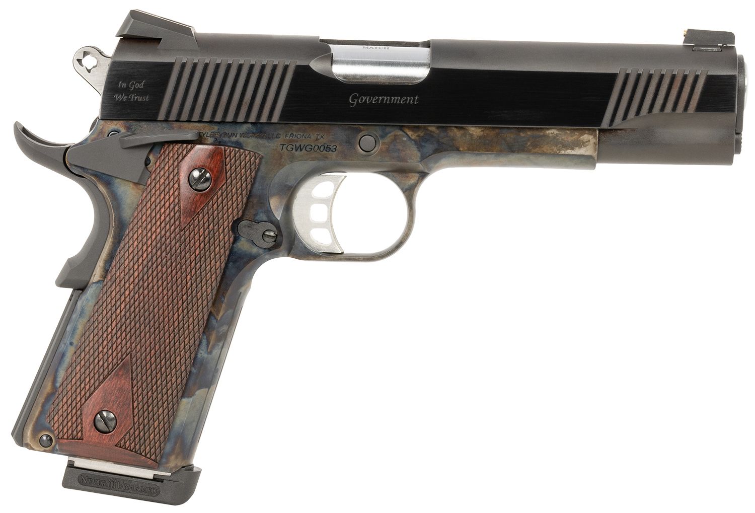 EAA Custom 1911 Government Pistol TGWGVCC45, 45 ACP, 5in, Walnut Grips, Color Case Finish, 7 Rds