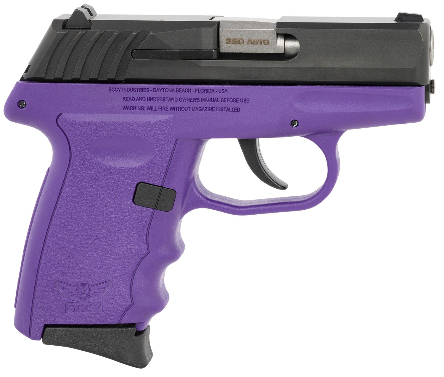 SCCY Industries CPX-3 Gen3 Pistol CPX-3CBPU, 380 ACP, 3.10in, Finger Grooved Purple Polymer, Purple Finish, 10 Rds
