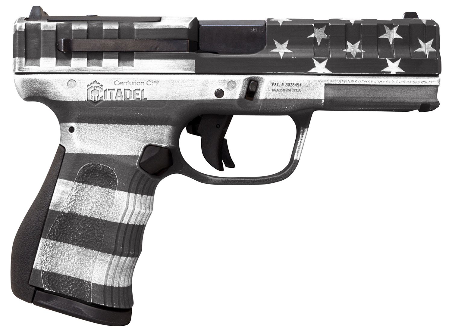 Puma Rifles Centurion CP9 Optic Ready Pistol CITCP9USG, 9mm Luger, 4in, Polymer Frame & Grips, American Flag Gray Cerakote Finish, 14 Rds