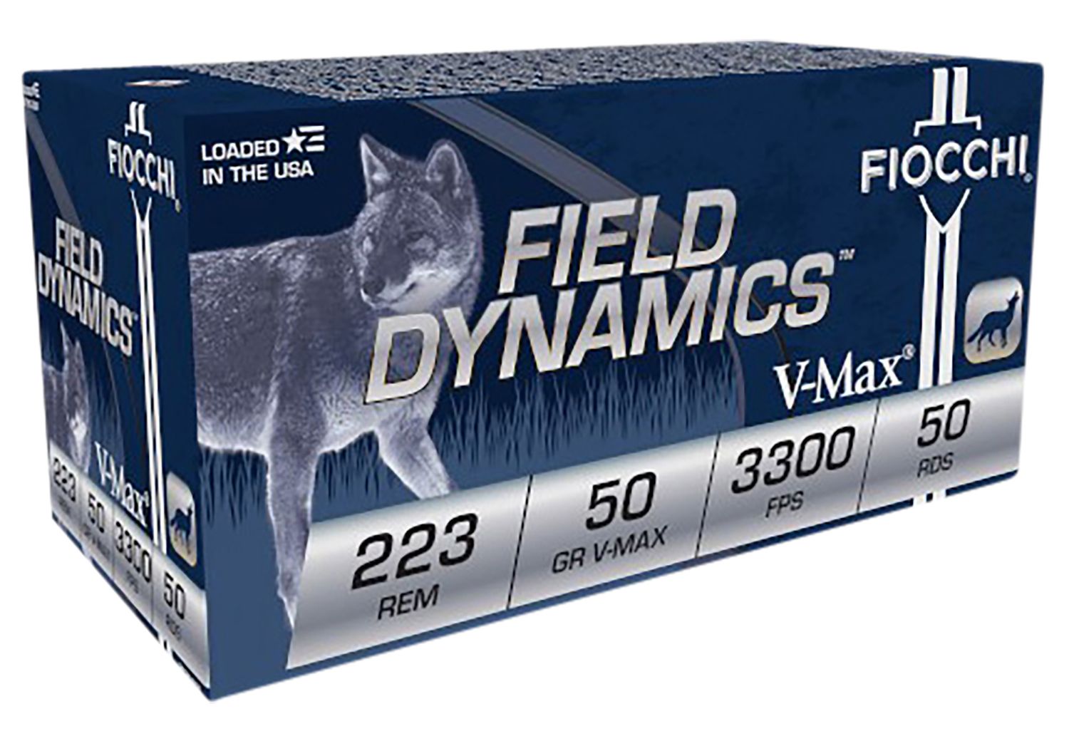 Fiocchi Rifle Ammunition 223HVA50, 223 Remington, V-Max, 50 GR, 3300 fps, 50 Rd/bx
