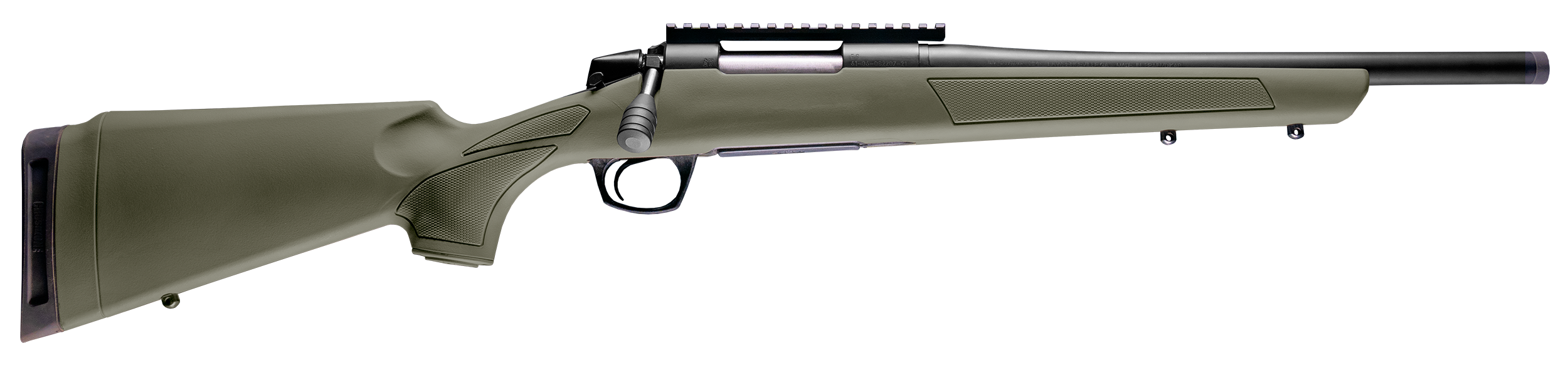 CVA Cascade SR Compact Bolt Action Rifle CR3903SB, 308 Win, 16.5" Threaded Barrel, Graphite Black Cerakote Steel Receiver, Fixed OD Green Stock, 4 Rds