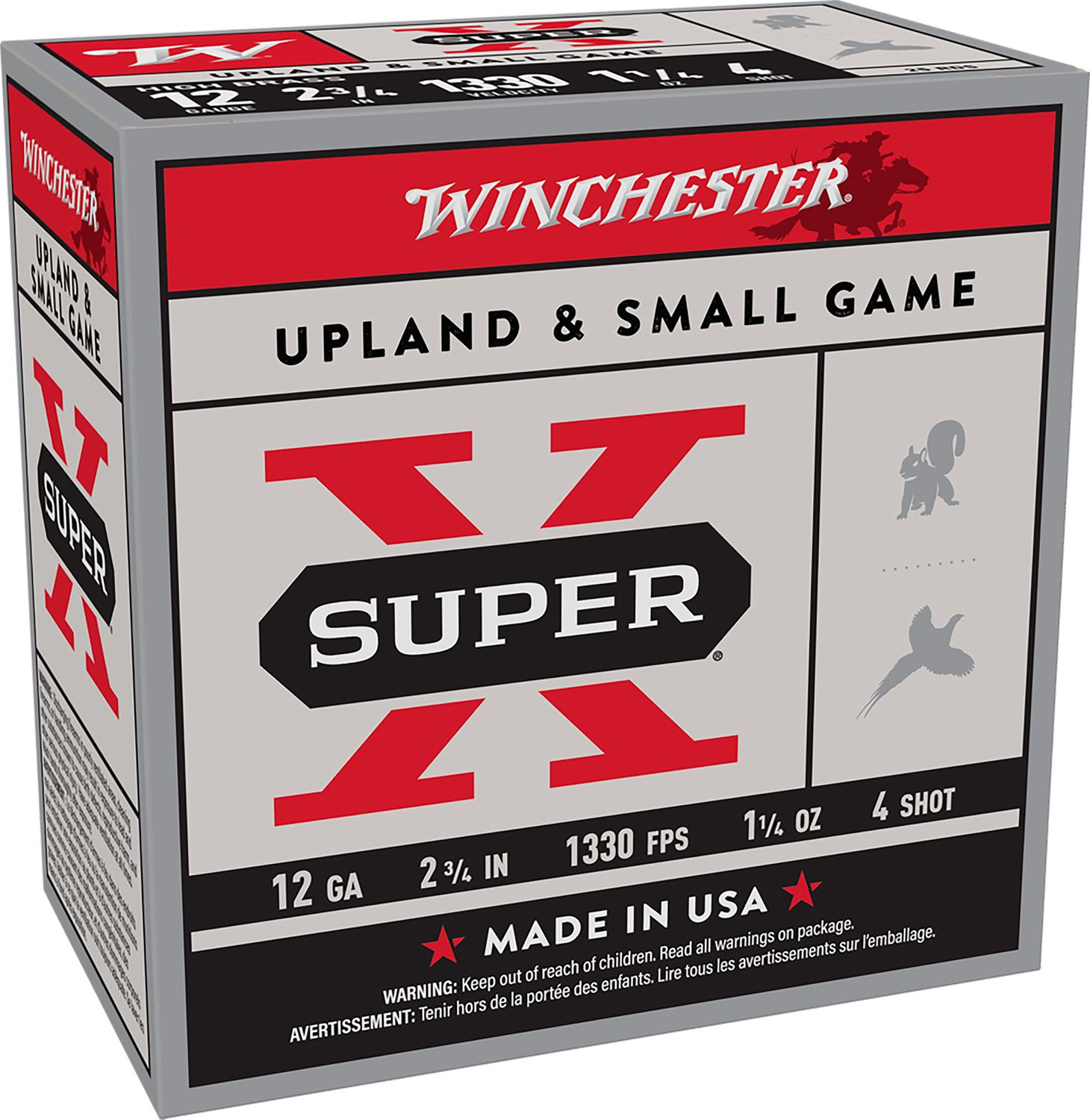 Winchester Ammo Super X Game Load X124, 12 Gauge, 2-3/4", 1 1/4 oz, 1330  fps, 4 Shot, 25 Rd/bx