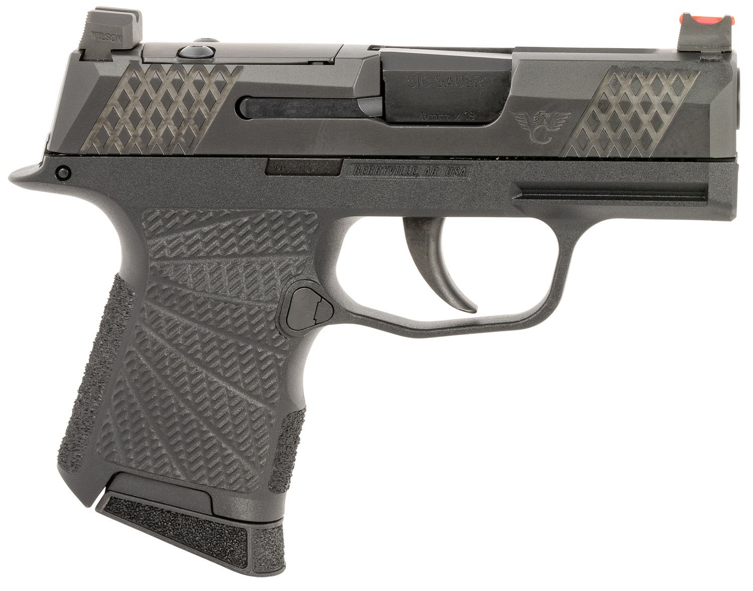 Wilson Combat P365 Optic Ready Pistol SIGWCP3659BSR, 9mm Luger, 3.10in, Sunburst Grips, Black Finish, 10 Rds