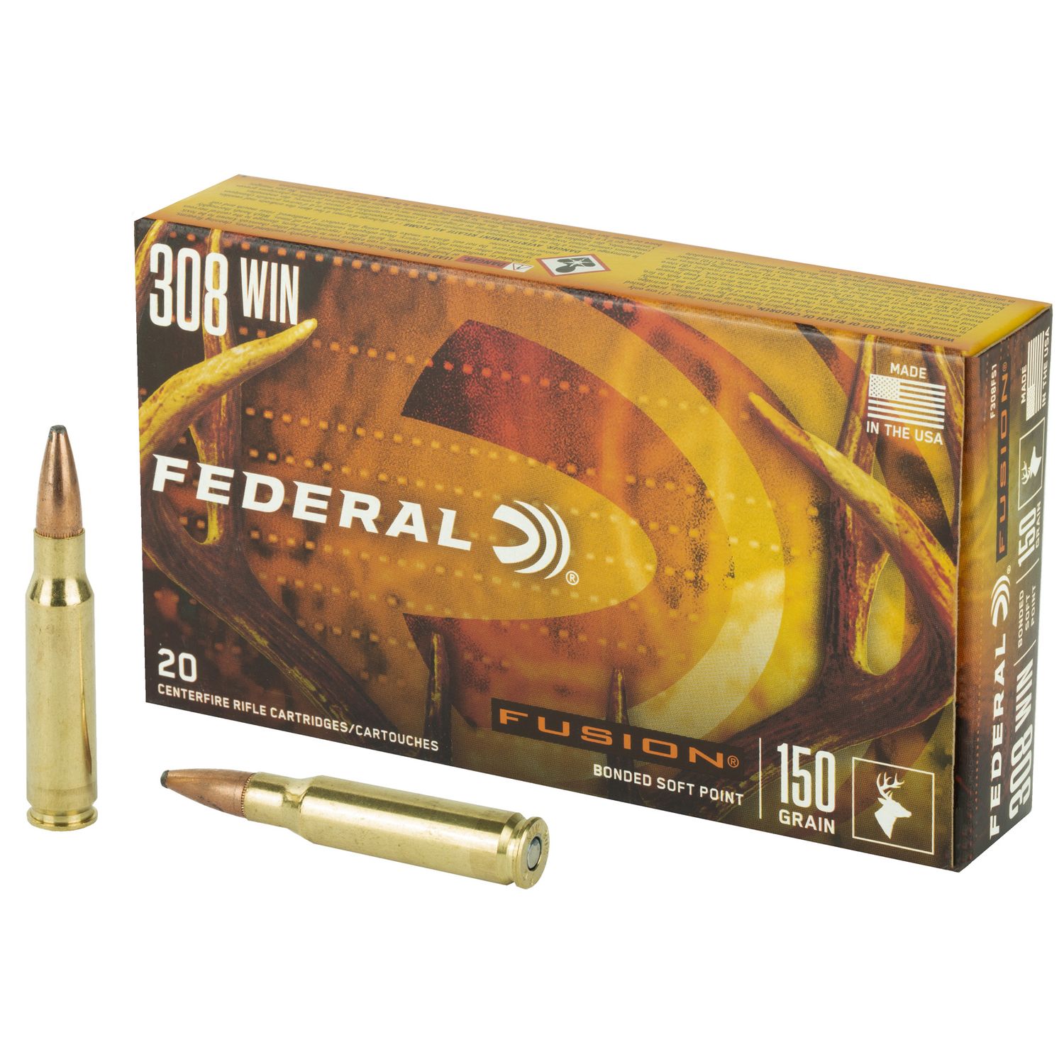 Federal Fusion Rifle Ammunition F308FS1, 308 Winchester, Fusion Ammunition, 150 GR, 2820 fps, 20 Rd/bx
