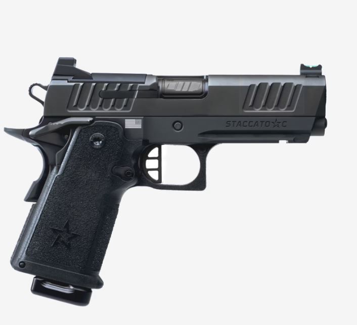 Staccato C 2011 Pistol 15-1501-000112, 9mm, 4", Double Stack Carry Grips, DLC Black Finish, DLC Barrel, Flat Trigger, 17 Rds