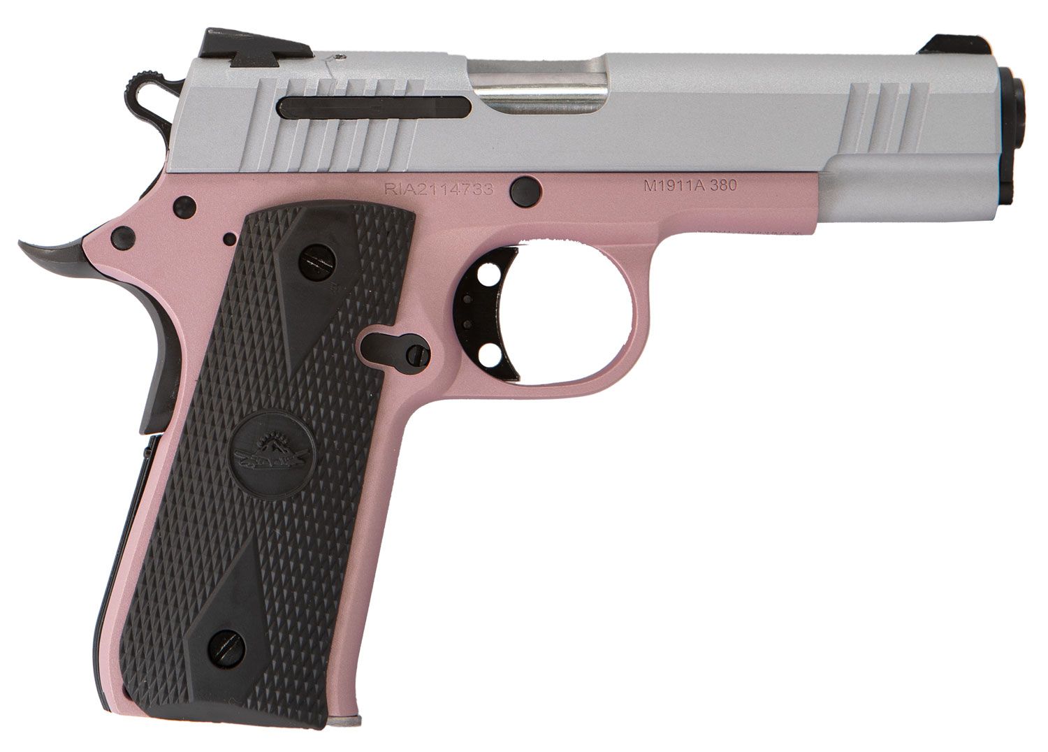 Puma Rifles M1911 Baby Pistol CIT380ROSE, 380 ACP, 3.75in, Black Polymer, Rose Cerakote Finish, 7 Rds