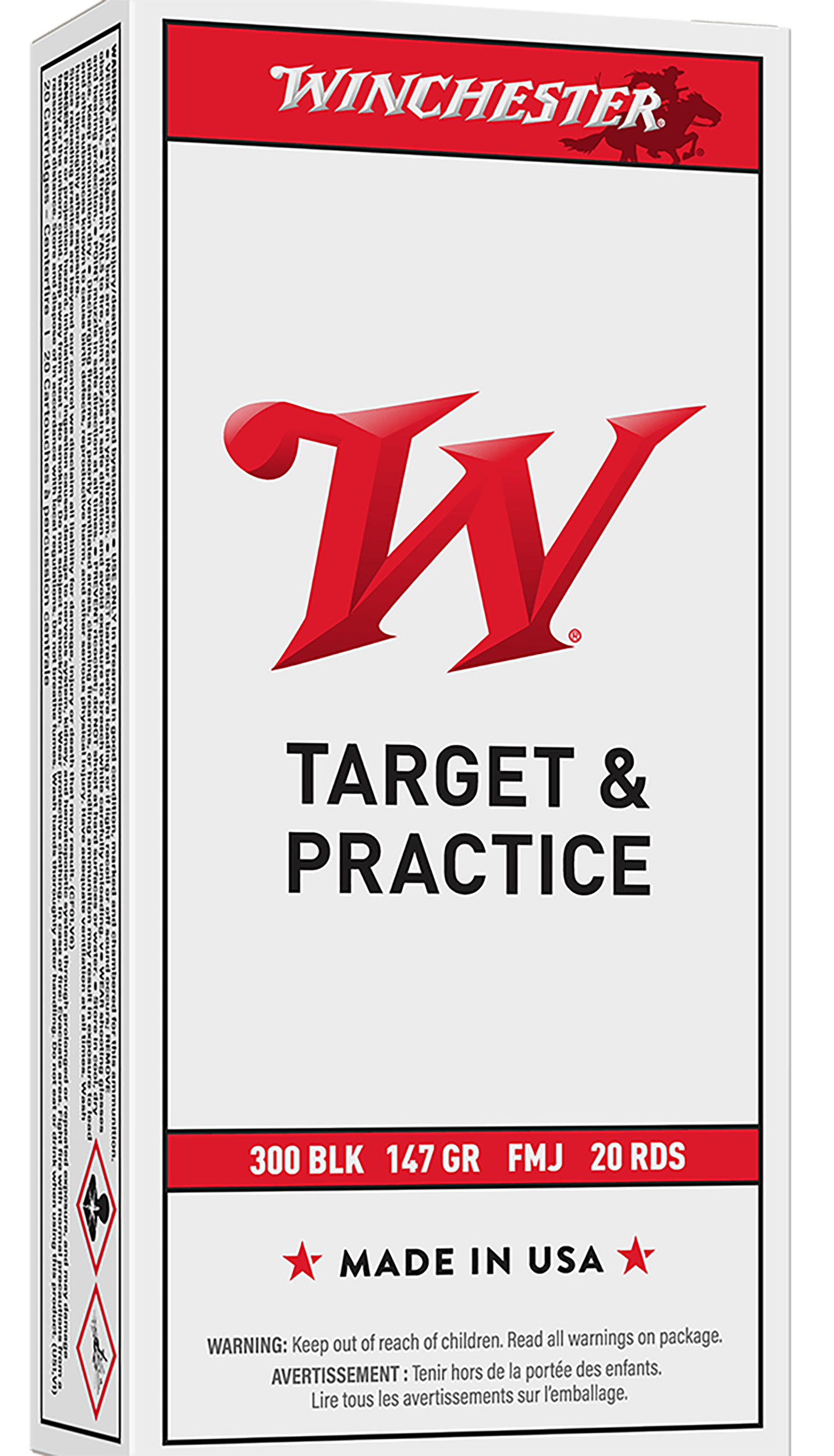 Winchester USA Rifle Ammunition USA300B147, 300 AAC Blackout, Full Metal Jacket, 147 GR, 1920 fps, 20 Rd/Bx