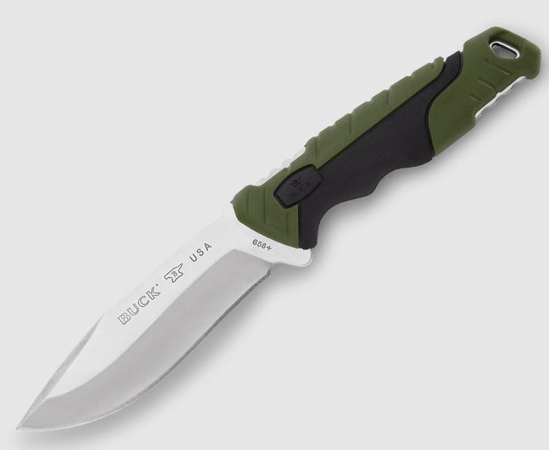 Buck Knives 0658GRS-B, 658 Small Pursuit Knife, 420HC steel, drop point blade, Black with green trimmed, polyester sheath
