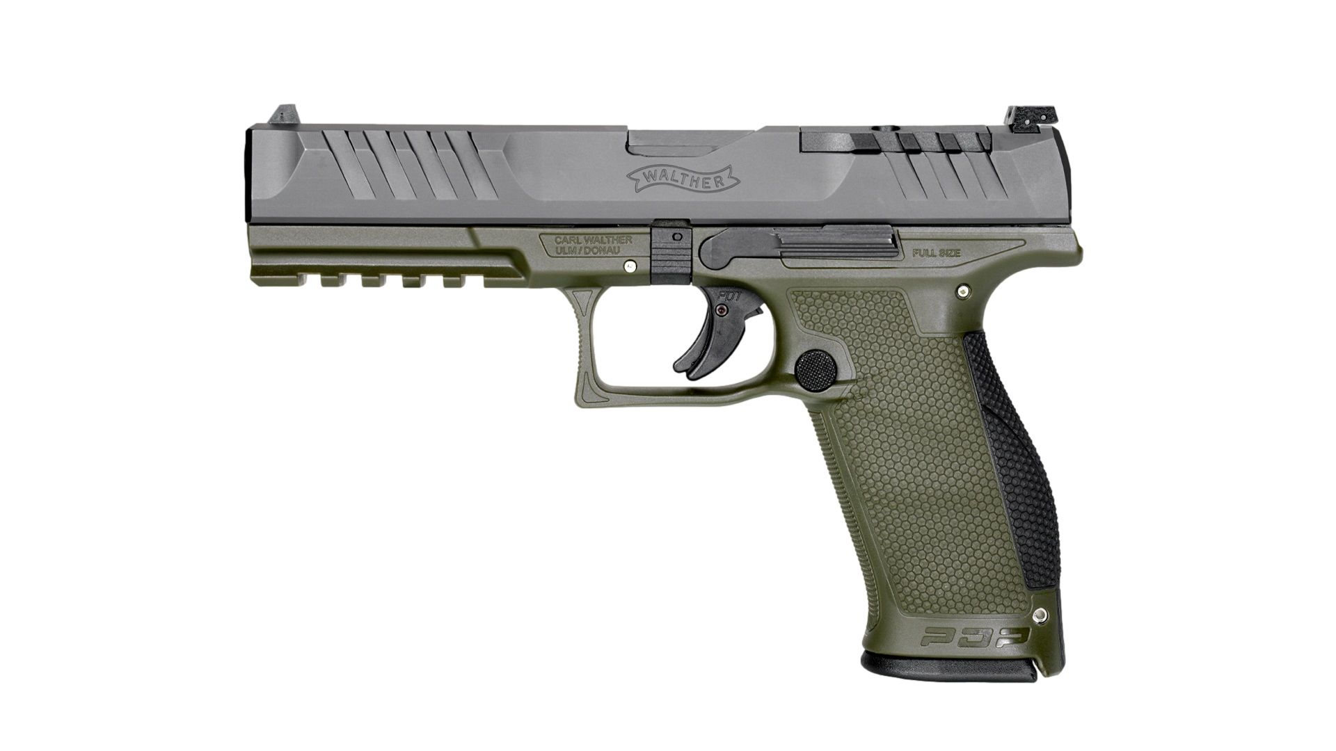 Walther PDP Full Size Optic Ready Pistol 2871840, 9mm, 5in, Green Polymer Frame Grips, 10 Rds