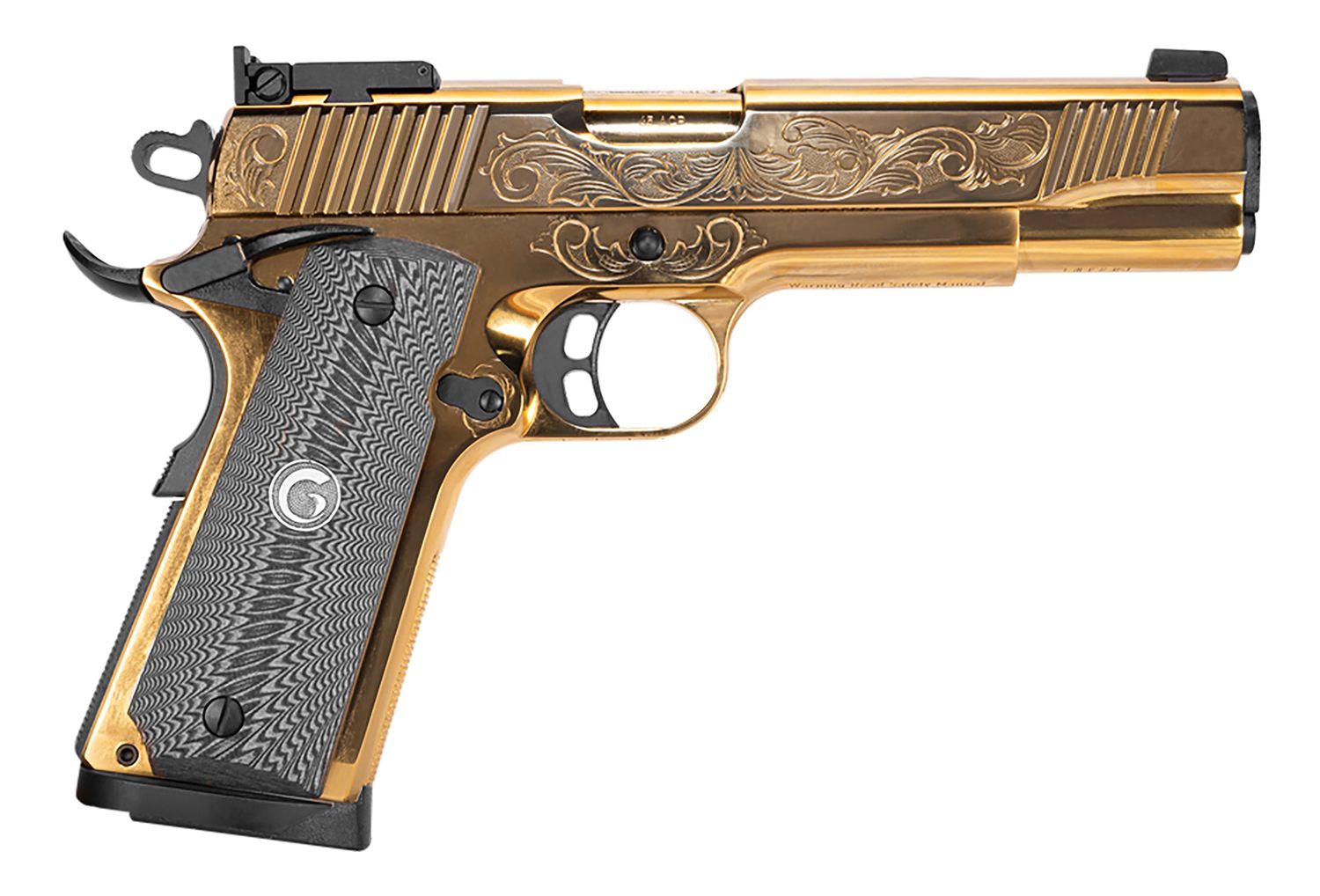 EAA MC1911 S Lux Pistol 390093, 45 ACP, 5in, Black G10 Grips, Gold Plated Finish, 8 Rds