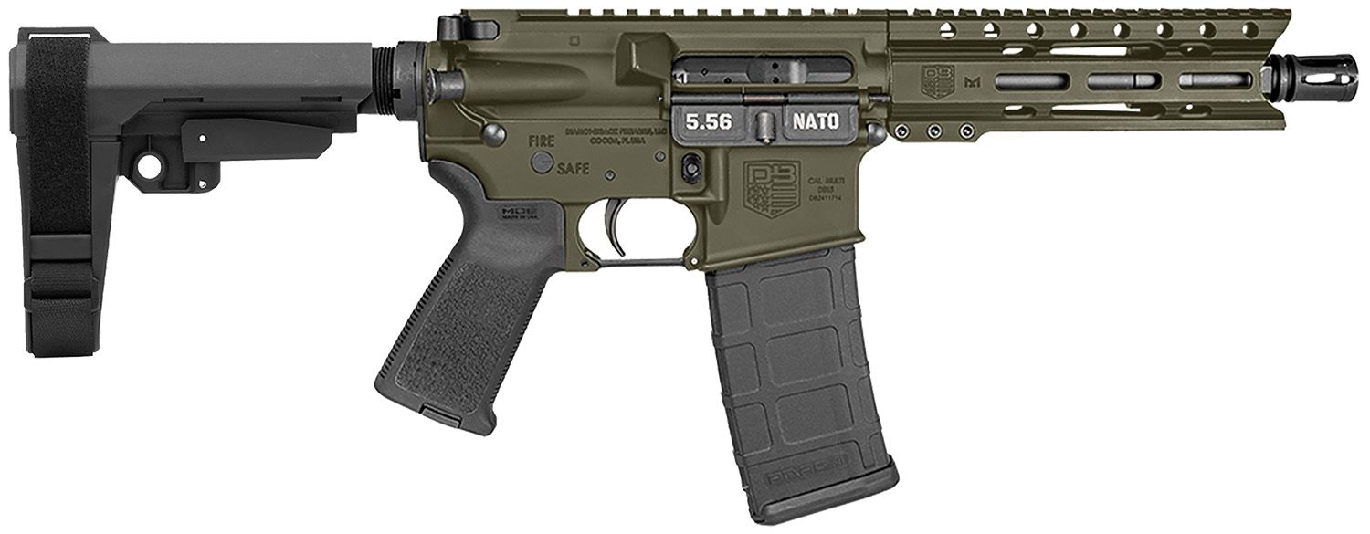 Diamondback DB15 Pistol DB1913K101, 5.56 NATO, 7", SB Tactical SBA3 Brace Stock, 30 Rds