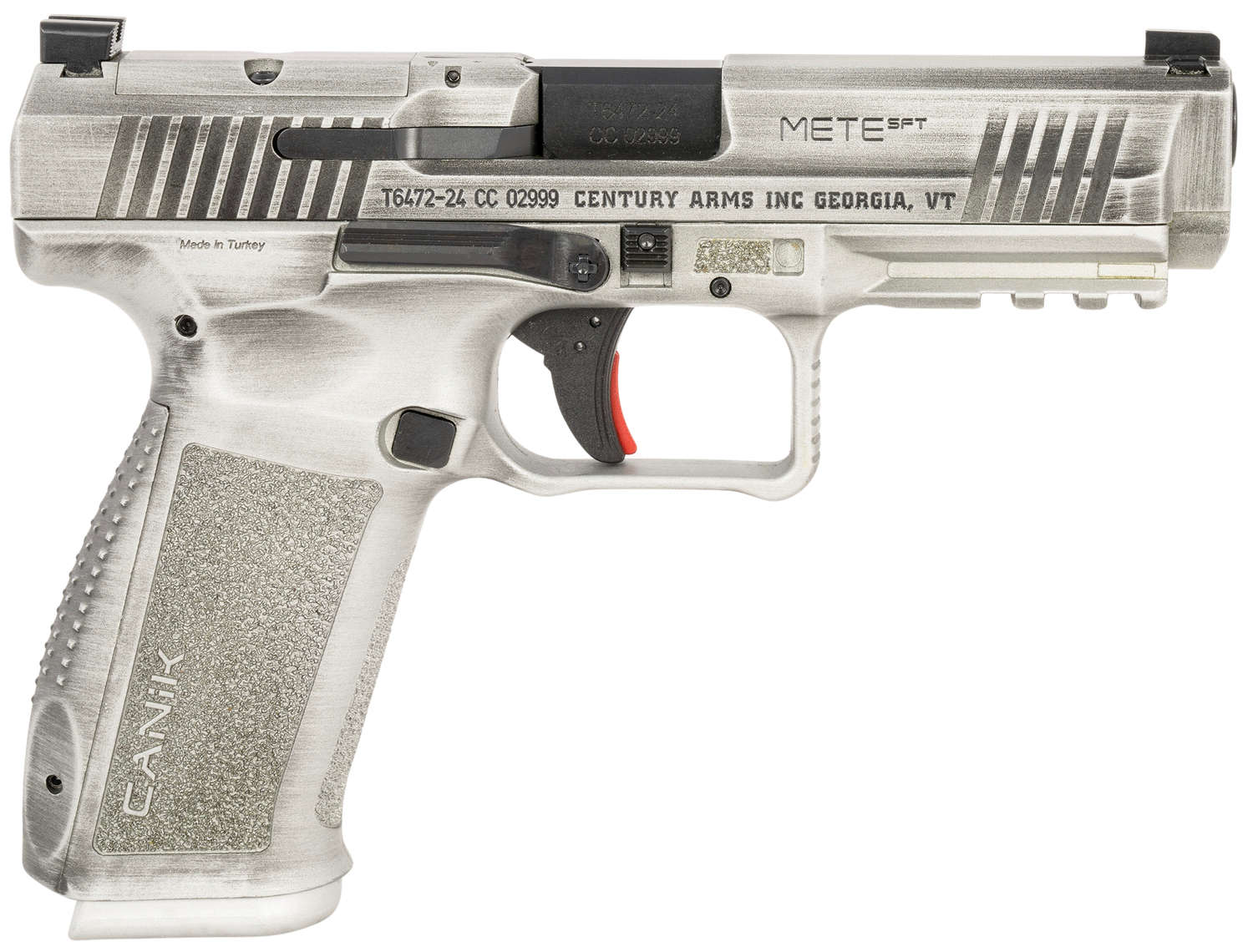 Canik Mete SFT Full Size Pistol HG5636DGN, 9mm, 4.46", Textured Grips, Distressed Gray Finish, Optic Ready, Ambidextrous, 18 Rds