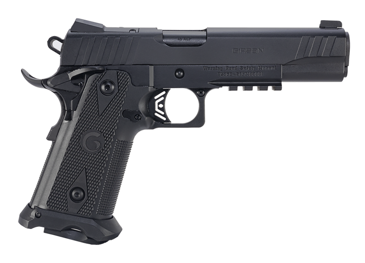 EAA Witness2311 Pistol 395040, 45 ACP, 5in, Black Serrated Slide & Polymer Frame w/Picatinny Rail & Beavertail Black Checkered Polymer Grips, Black Finish, 11 Rds