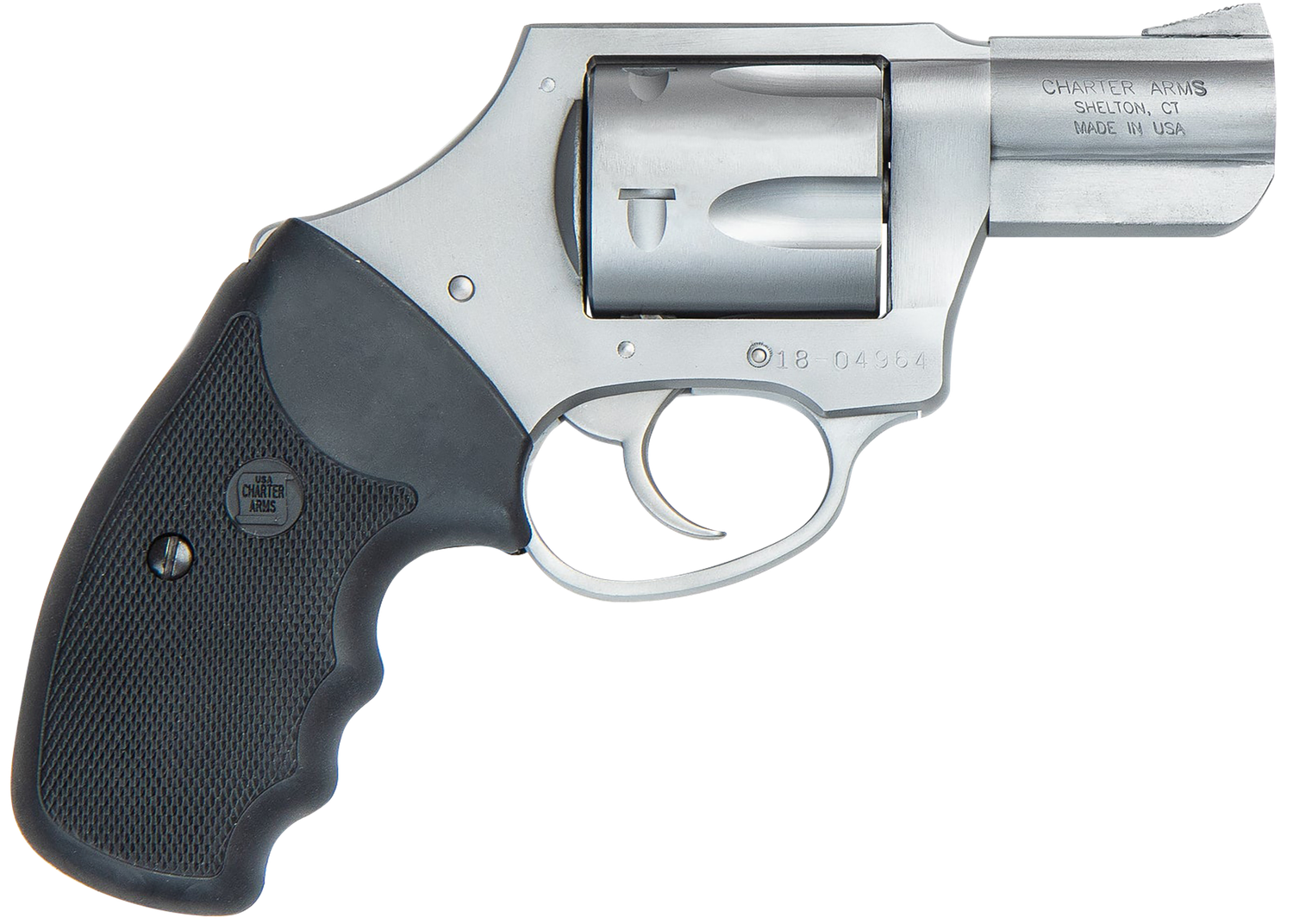 Charter Arms Mag Pug Revolver 73521, 357 Magnum, 2.2 in, Rubber Grip, Stainless Finish, 5 Rd, Double Action Only