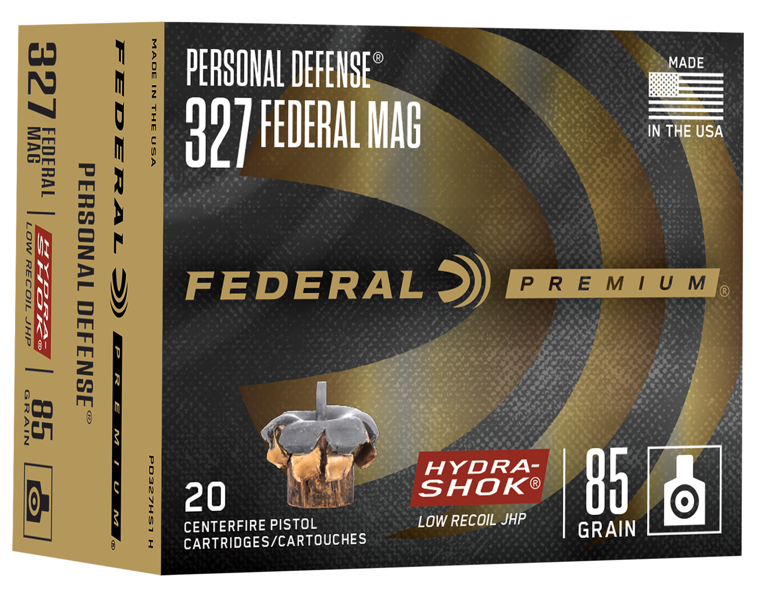 Federal Premium Personal Defense Ammunition PD327HS1H, 327 Fed Mag, JHP, 85 GR, 1400 fps, 20 Rd/bx