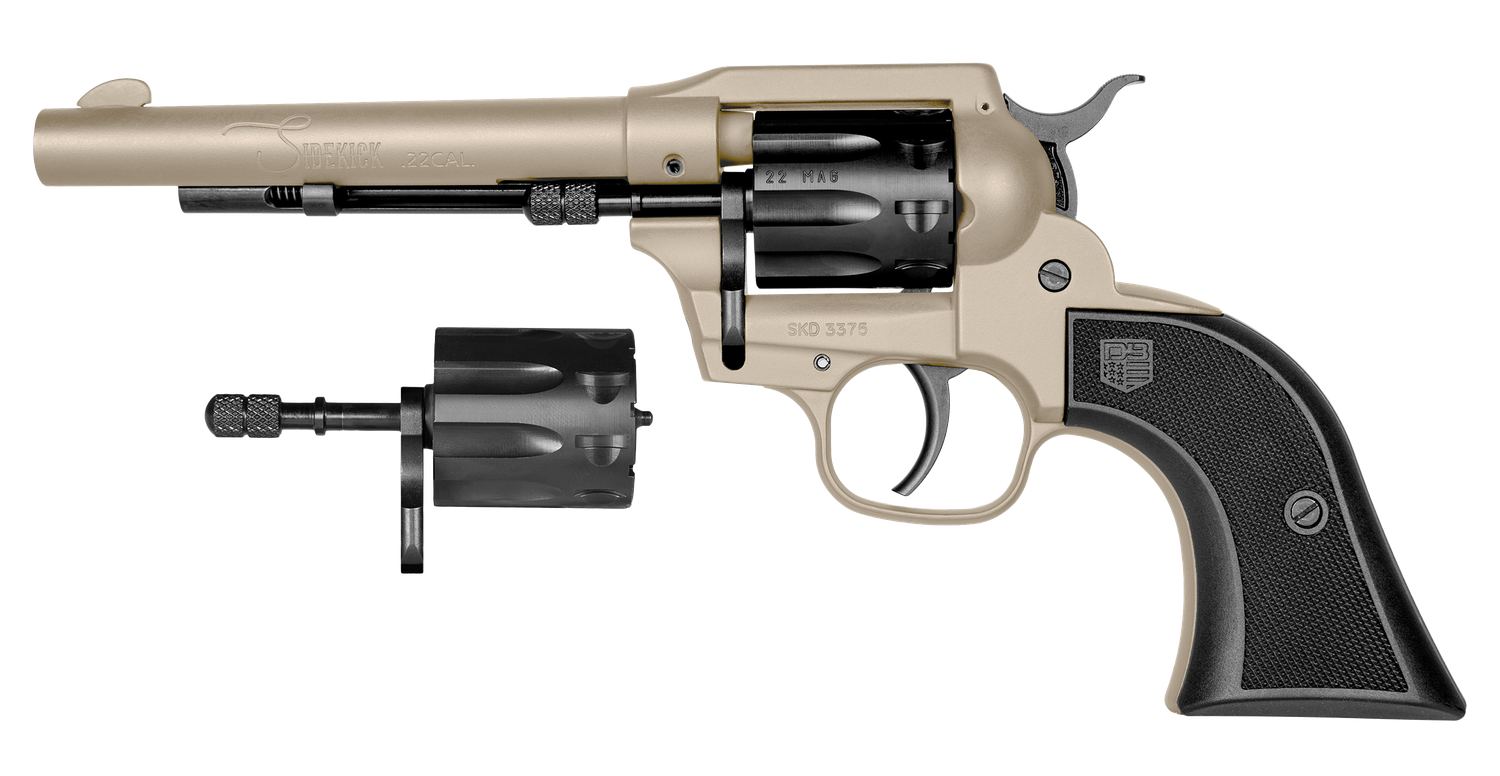 Diamondback Sidekick Revolver DB053CA261, 22 LR, 5.50", Black Checkered GFN Grips, Tan Cerakote Finish, 9 Rds