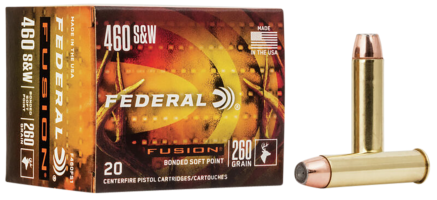 Federal Fusion Handgun Ammunition F460FS1, 460 S&W, Fusion Bullet, 260 GR, 1600 fps, 20 Rd/bx