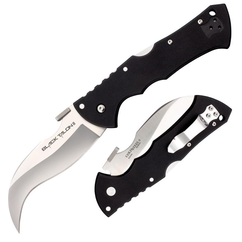 Cold Steel Black Talon II Folding Knive, Hawkbill, Plain Edge (21B)