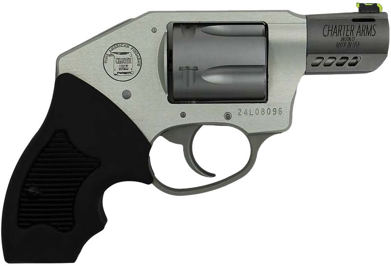 Charter Off Duty Coyote Revolver 53801, 380 ACP, 2in, Black Finger Grooved Rubber Grips, Aluminum Frame Finish, 5 Rds