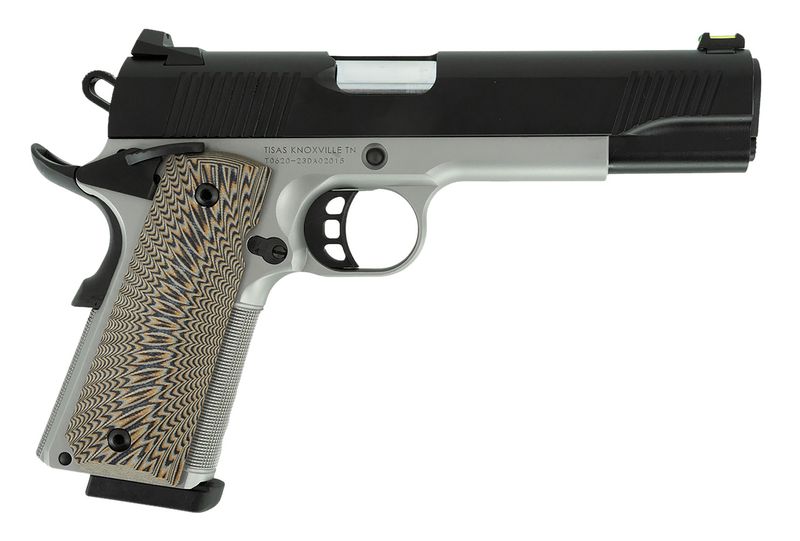 Tisas 1911 D10 FO Pistol 10100803, 10mm, 5in, Tan/black G10, Stainless Steel Finish, 8 Rds