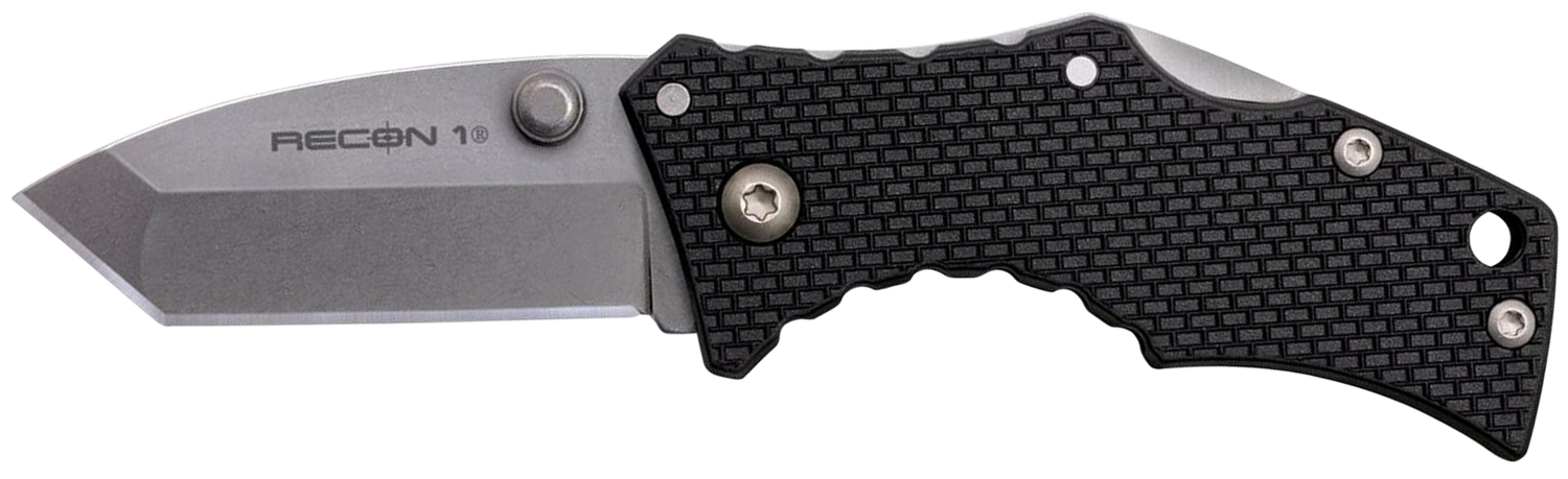 Cold Steel CS27DT Recon 1 Micro, 2" Blade, Tanto Plain Stonewashed 4034 SS Blade, Black Griv-Ex Handle Includes Pocket Clip