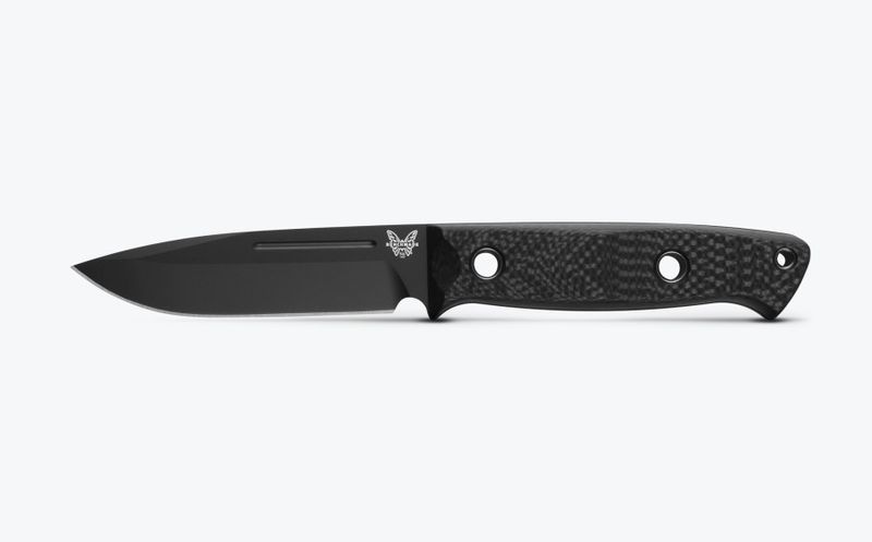 Benchmade Bushcrafter Carbon Fiber Fixed Knife w/Stainless Steel Drop Point Blade,  Molded Sheath (163BK)